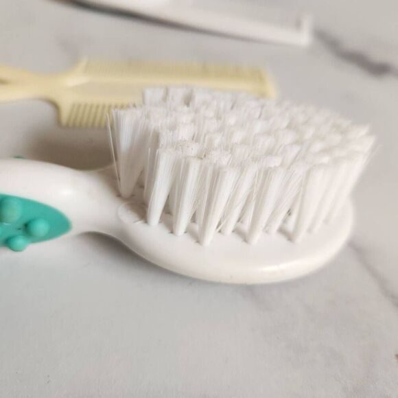 Set of three soft bristle hard comb baby unisex brushes cream vintage double-sid - Picture 2 of 4